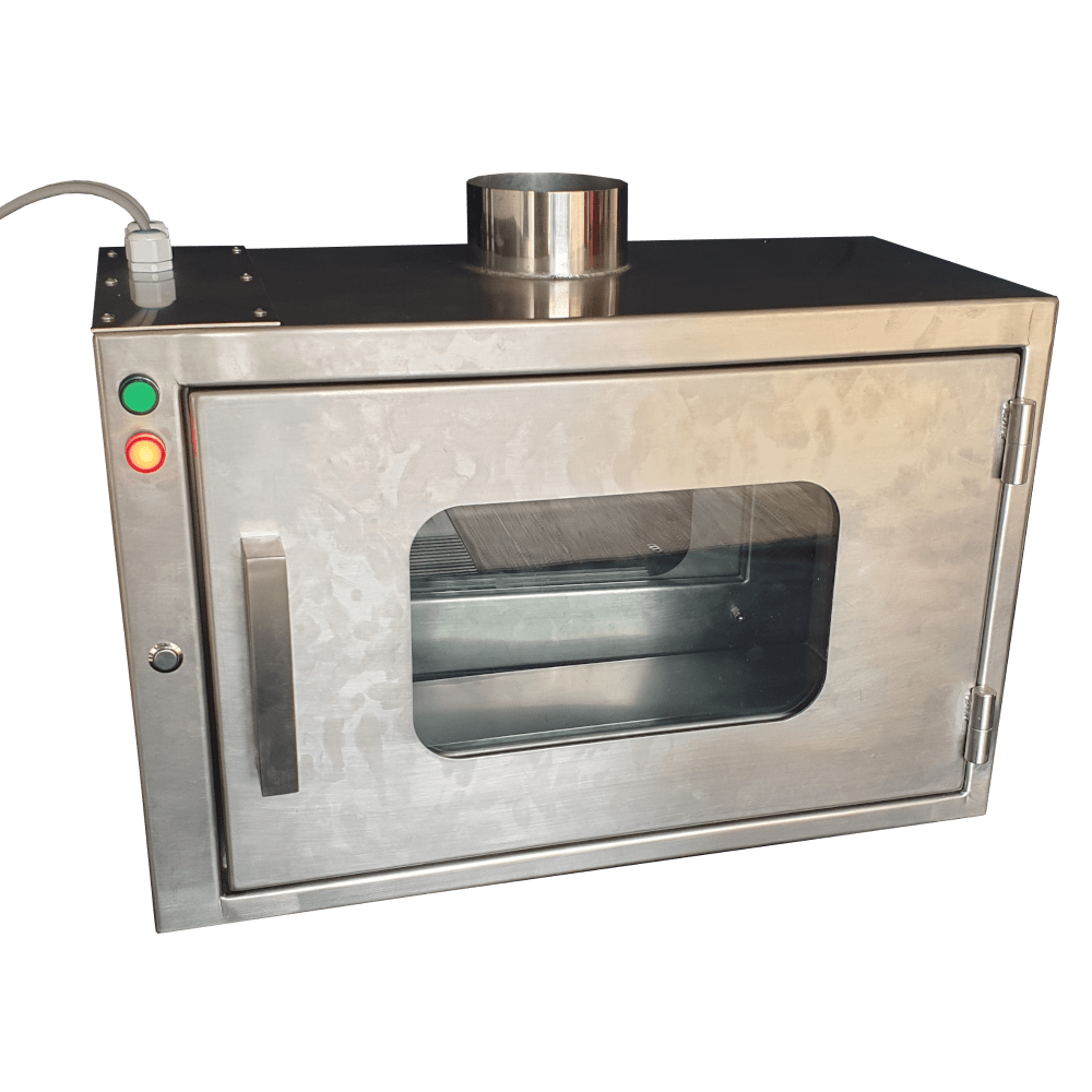 Pass box, clossed, steel frame - pharmaceutical use, electronic door